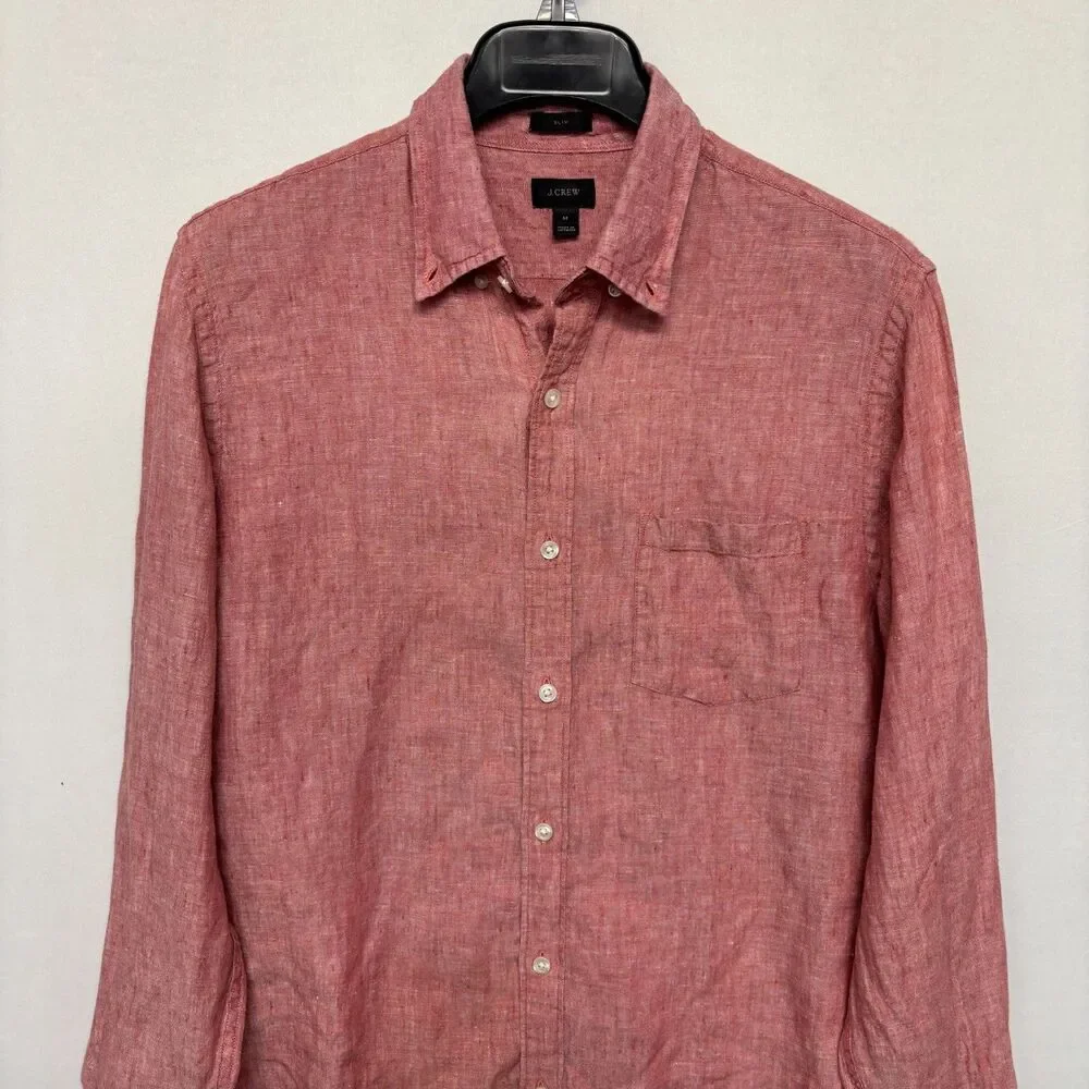 J. Crew Men Baird McNutt Irish Linen Button Down Shirt Size Medium Slim C131 -26
